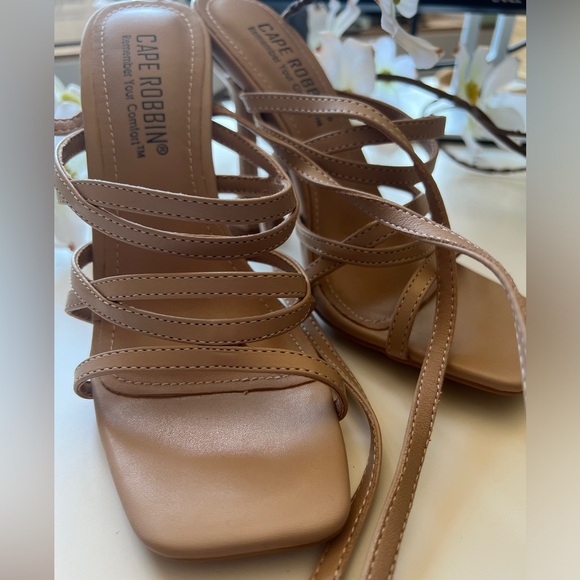 Cape Robbin Jenni Stiletto High Heels for Women, Lace Up Square Open Toe. - Picture 6 of 6